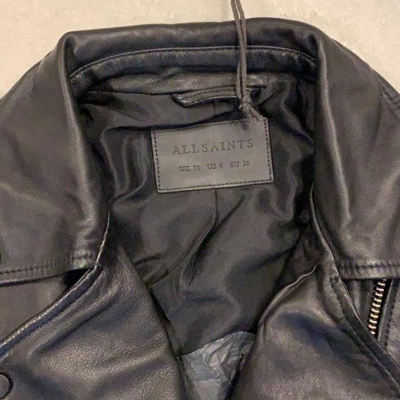 All Saints Balfern Black Leather Biker Jacket - Picture 4 of 11